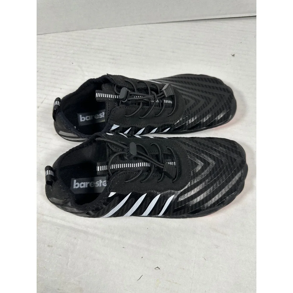 Barestep Barefoot Water Shoes Black White Striped Bungee Lace Minimalist Size 39